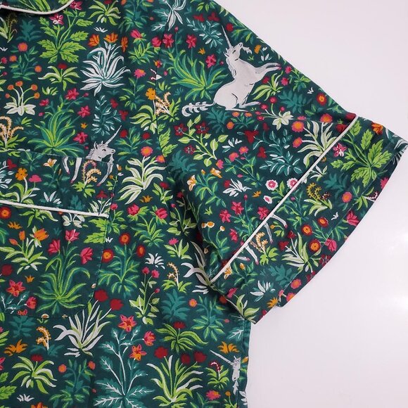 PrintFresh Pajama Top M Unicorn's Garden Juniper Organic Cotton Short Sleeve - Picture 11 of 13